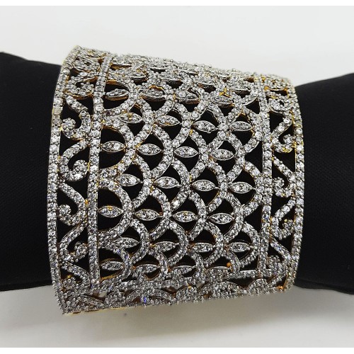 MetaRock Jewels 925 Silver Baguette Diamonds Handmade Solid 925 Sterling Silver  Cuff Bangle at Rs 22000/piece in Jaipur